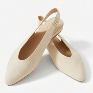 EVERLANE THE EDITOR NEUTRAL NATURAL SUEDE SLINGBACK FLATS SIZE 11